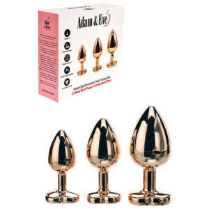 Adam & Eve ROSE GOLD HEART GEM ANAL TRAINING SET - Rose Gold Metal Anal Plugs with Pink Gem Bases - Set of 3 Sizes Adam & Eve ROSE GOLD HEART GEM ANAL TRAINING SET - Rose Gold Metal Anal Plugs with Pink Gem Bases - Set of 3 Sizes