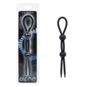 Alpha Liquid Silicone Dual Lasso - Black Cock Ring