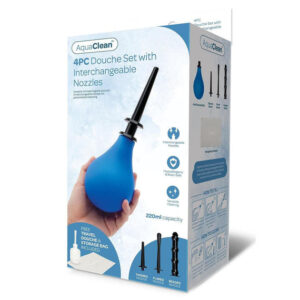 AquaClean 4 Piece Douche Set with Interchangeable Nozzles - 220 ml Capacity with Free Travel Douche Included AquaClean 4 Piece Douche Set with Interchangeable Nozzles - 220 ml Capacity with Free Travel Douche Included