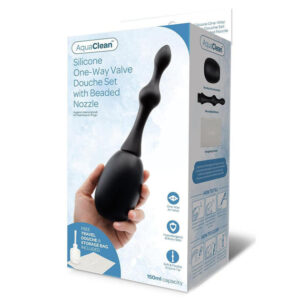 AquaClean Silicone 1-Way Valve Douche Set with Beaded Nozzle - 150 ml Capacity with Free Travel Douche Included AquaClean Silicone 1-Way Valve Douche Set with Beaded Nozzle - 150 ml Capacity with Free Travel Douche Included