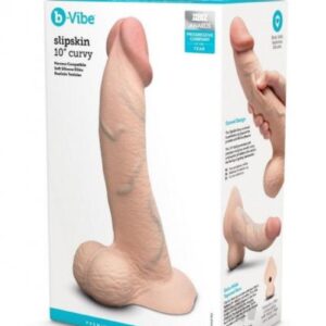 b-Vibe Slipskin Realistic Silicone Dildo - 10" Curved Cream