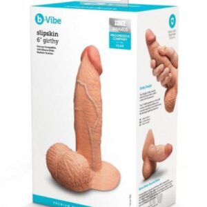 b-Vibe Slipskin Realistic Silicone Dildo - 6" Girthy Mocha