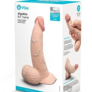 b-Vibe Slipskin Realistic Silicone Dildo - 6.5" Curved Cream