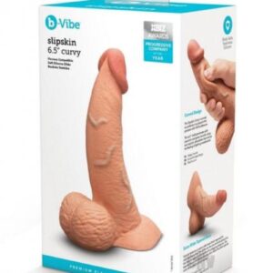 b-Vibe Slipskin Realistic Silicone Dildo - 6.5" Curved Mocha