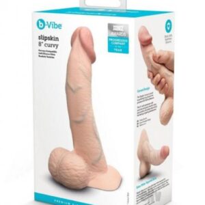 b-Vibe Slipskin Realistic Silicone Dildo - 8" Curved Cream