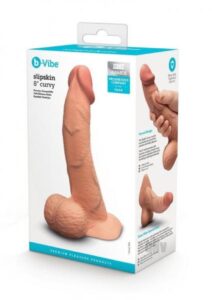 b-Vibe Slipskin Realistic Silicone Dildo - 8" Curved Mocha b-Vibe Slipskin Realistic Silicone Dildo - 8" Curved Mocha