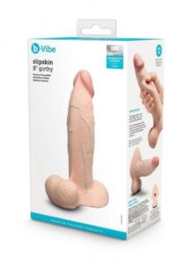 b-Vibe Slipskin Realistic Silicone Dildo - 8" Girthy Cream