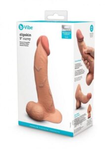 b-Vibe Slipskin Realistic Silicone Dildo - 9" Curved Mocha b-Vibe Slipskin Realistic Silicone Dildo - 9" Curved Mocha