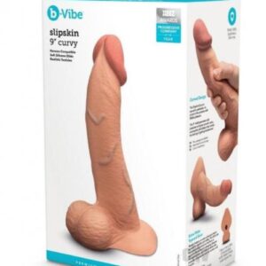 b-Vibe Slipskin Realistic Silicone Dildo - 9" Curved Mocha