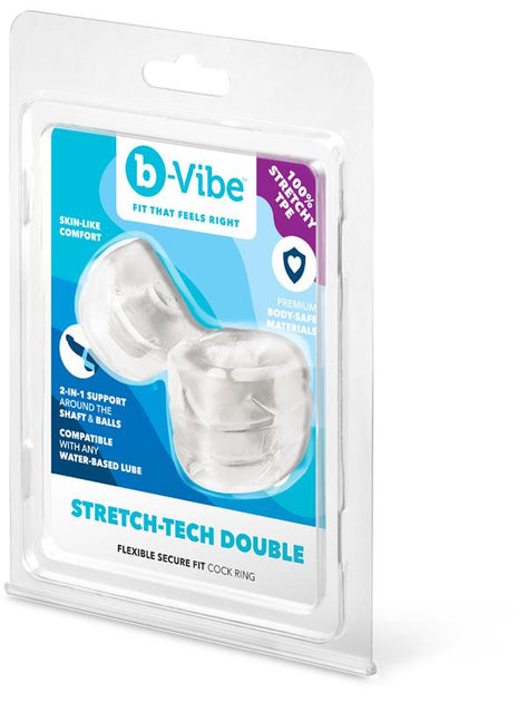 b-Vibe Stretch-Tech Double Barrel - Ultra Stretchy Cock Ring & Ball Stretcher