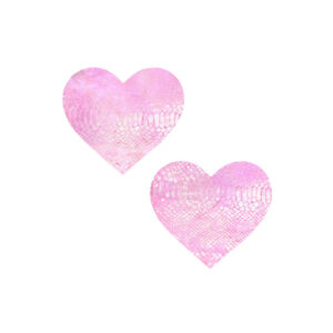 Blacklight Iridescent Snake Skin Heart Nipple Pasties