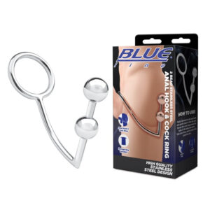 Blue Line 2 Bead Stainless Steel Anal Hook & Cock Ring