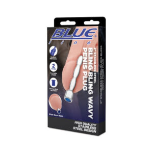 Blue Line 2" Stainless Steel Bling Wavy Penis Plug