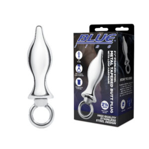 Blue Line 2.5" Stainless Steel Metal Tapered Butt Plug With Loop Hardware Blue Line 2.5" Stainless Steel Metal Tapered Butt Plug With Loop Hardware