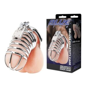 Blue Line Deluxe Chastity Cage Cock Ring Blue Line Deluxe Chastity Cage Cock Ring