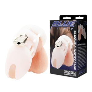 Blue Line Silicone Chastity Cage Cock Ring Blue Line Silicone Chastity Cage Cock Ring