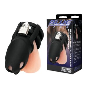 Blue Line Silicone Small 2" Cock Cage With Ball Divider Cock Ring