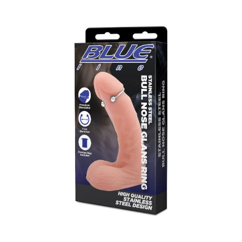 Blue Line Stainless Steel Bull Nose Glans Ring Bondage Gear