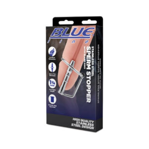 Blue Line Stainless Steel Sperm Stopper With Glans Ring Bondage Gear