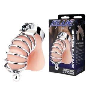 Blue Line Urethral Play Cock Cage Cock Ring