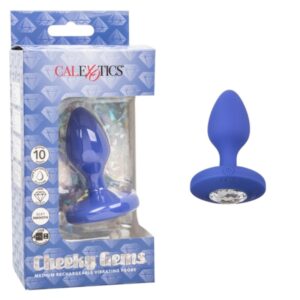 Calexotics Cheeky Gems Medium Rechargeable Vibrating Probe - Blue Anal Toy