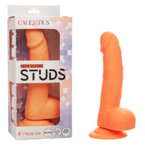 Calexotics Neon® Silicone Studs® 6"/15.25 cm - Orange Dildo