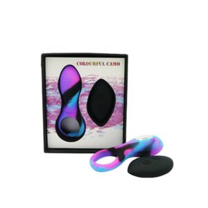 Colourful Camo Bravo Remote Control Cock Ring Blue
