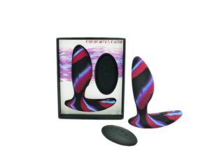 Colourful Camo Idyllic Remote Control Butt Plug Blue