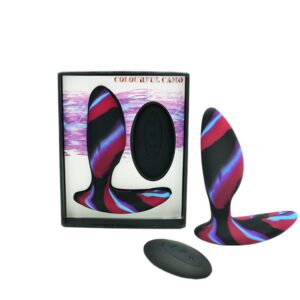 Colourful Camo Idyllic Remote Control Butt Plug Blue