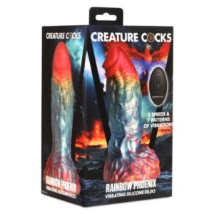 Creature Cocks Rainbow Phoenix Remote Vibrating Silicone Dildo