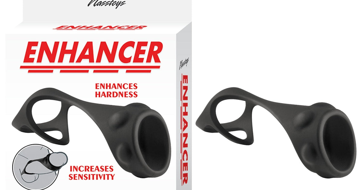 Enhancer Textured Cock Strap and Ball Stretcher-Black