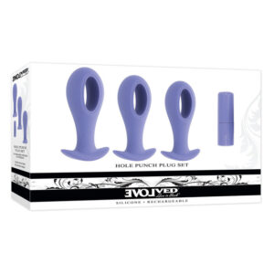 Evolved Hole Punch Plug Set Purple Vibrating Butt Plugs, 3 Sizes