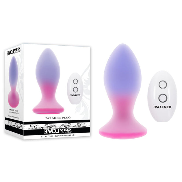 Evolved Paradise Plug - Pink/Purple 10.5 cm Vibrating Butt Plug with Remote
