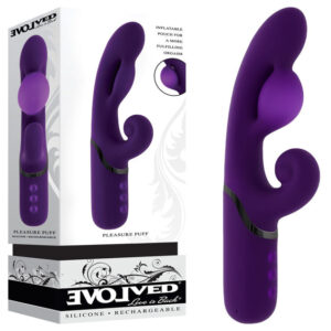 Evolved PLEASURE PUFF - Purple 24.1 cm USB Rechargeable Inflatable Rabbit Vibrator