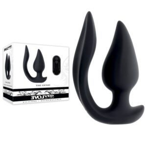 Evolved THE GENIE - Black 11.2 cm USB Rechargeable Vibrating Plug with Wireless Remote