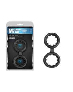Excellent Power Maximum Metal 2 In 1 Silicone Ornament Black Cock Ring