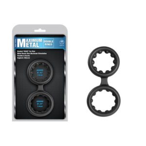 Excellent Power Maximum Metal 2 In 1 Silicone Ornament Black Cock Ring
