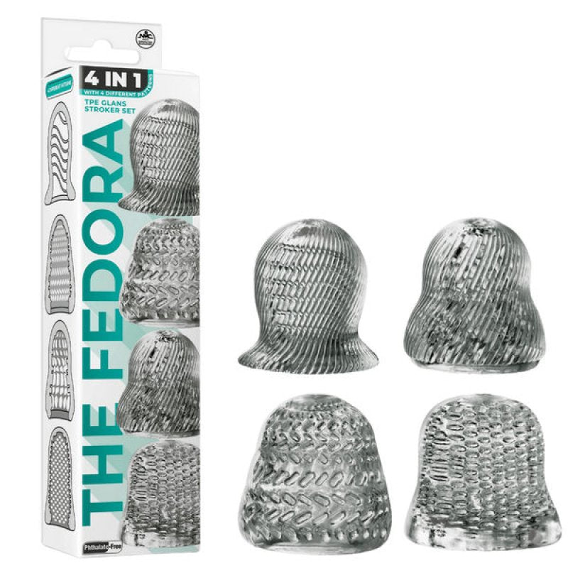 Excellent Power The Fedora 4 Set Masturbator Sleeves Transparent Black Cock Ring