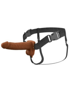 Fantasy X-Tensions Elite 7 in. Vibrating Hollow Silicone Strap-On Brown