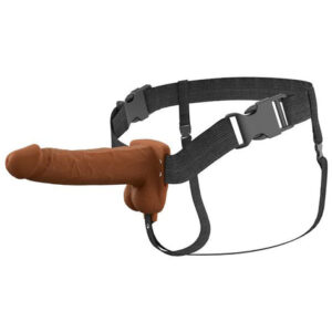 Fantasy X-Tensions Elite 7 in. Vibrating Hollow Silicone Strap-On Brown