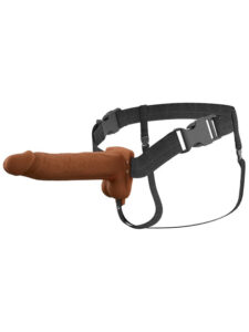 Fantasy X-Tensions Elite 8 in. Vibrating Hollow Silicone Strap-On Brown