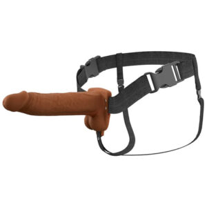 Fantasy X-Tensions Elite 8 in. Vibrating Hollow Silicone Strap-On Brown