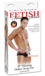 Fetish Fantasy Vibrating Hollow Strap On Dildo Flesh 10 in
