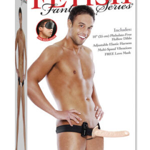 Fetish Fantasy Vibrating Hollow Strap On Dildo Flesh 10 in