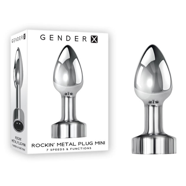 Gender X Rockin Metal Plug Mini, Chrome Vibrating Butt Plug