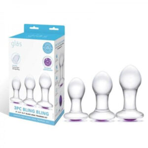 Glas 3" / 3.5"/ 4" 3pc Bling Bling Anal Training Set