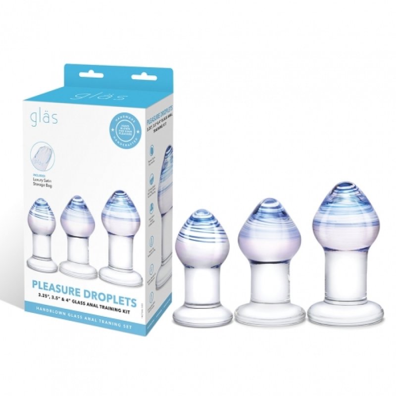 Glas 3.25"/ 3.5"/ 4" 3pc Pleasure Droplets Anal Training Kit