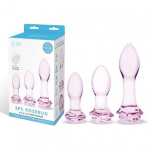 Glas 3pc Rosebud Butt Plug Set