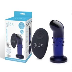 Glas 4" Rechargeable Remote Controlled Vibrating Dotted G-Spot/P-Spot Plug