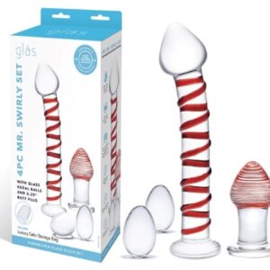 Glas 4pc Mr. Swirly Set With Balls & 3.25" Butt Plug Dildo